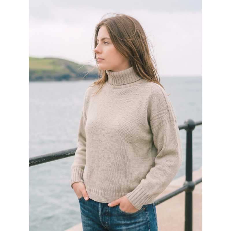 Women’s Cropped Roll Neck Guernsey - Merino wool - extra fine