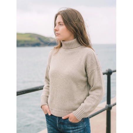Women’s Cropped Roll Neck Guernsey - Merino wool - extra fine